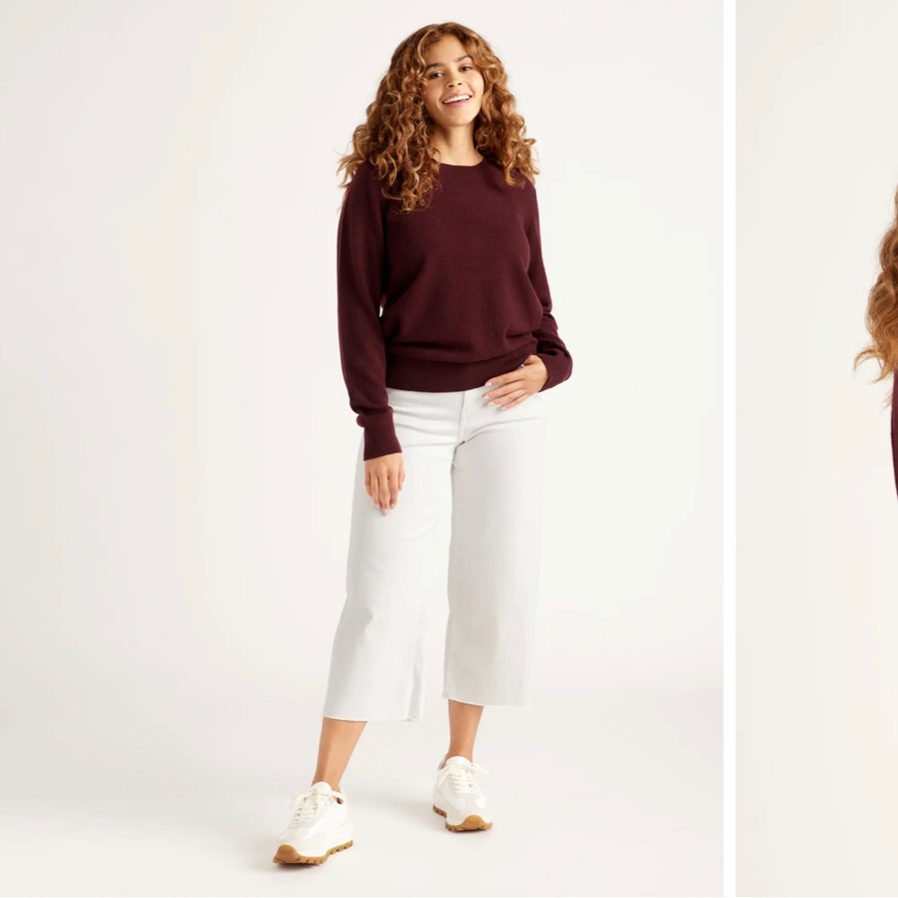 Quince Mongolian Cashmere Crewneck Sweater in Plum/ dark purple
